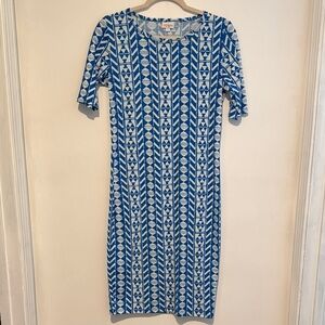 LuLaRoe Blue & White Geometric Dress